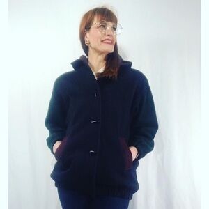 80's Vintage Karizma East Multi-Color Wool Duffle Coat